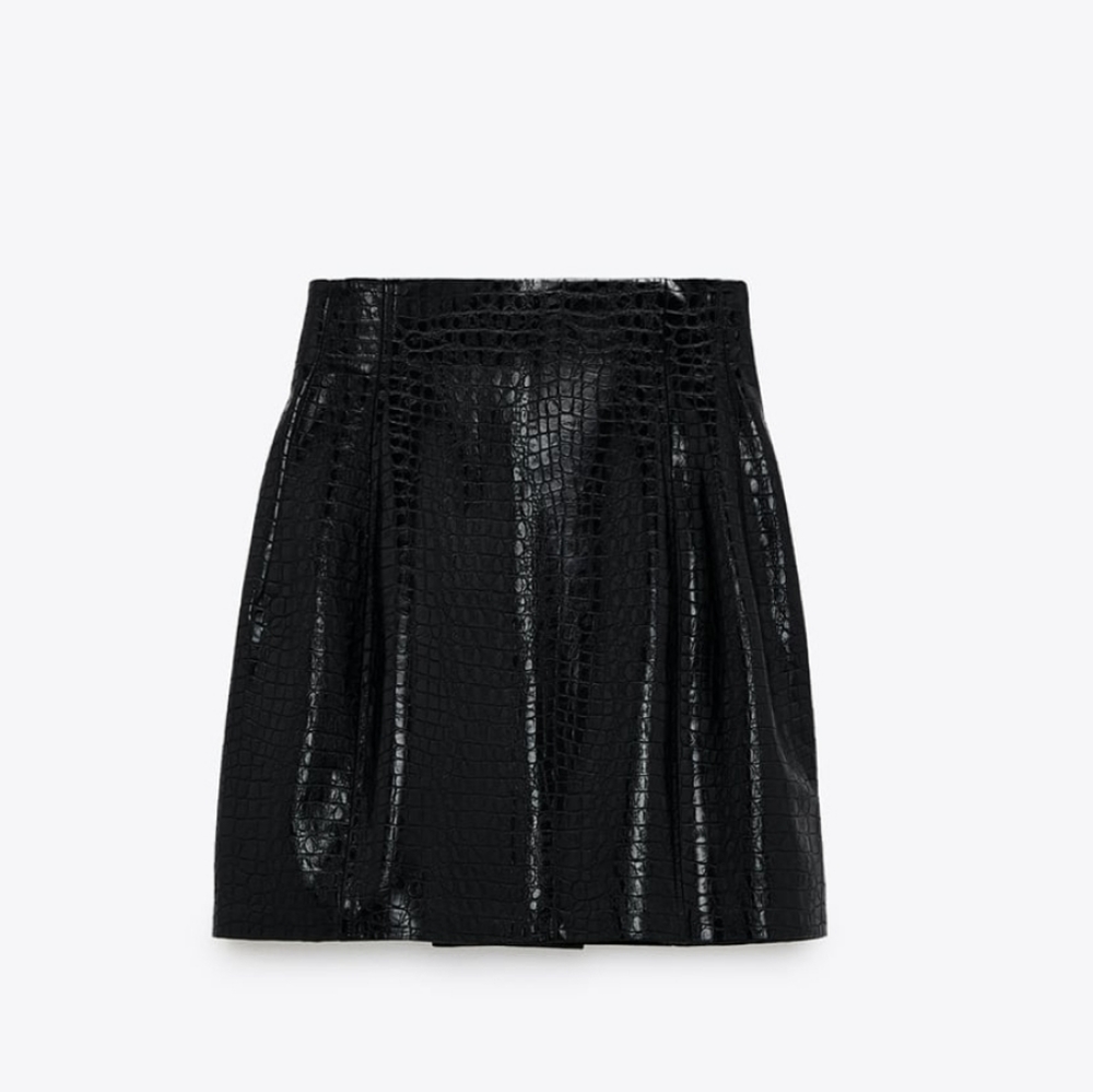 ZARA FAUX LEATHER MINI SKIRT HIGH-WAISTED - Picture 9 of 16